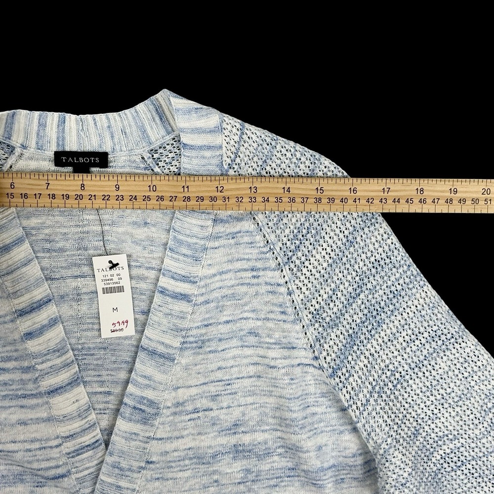 Talbots Cardigan Women Medium Blue Open Long Sleeve Knit Pockets NWT - Picture 8 of 15